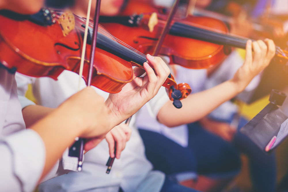 Musician practicing violin