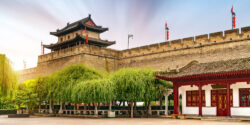 Ancient,City,Walls,In,Xi'an,,China,,Landscape,At,Dusk.