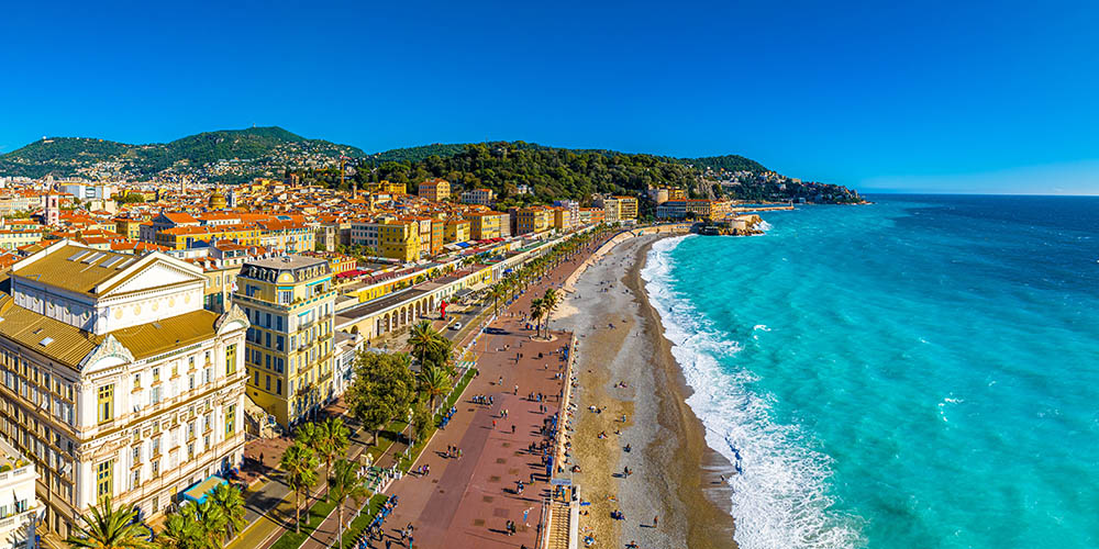 Aerial view of Nice and the Cote d'Azur in the South of France