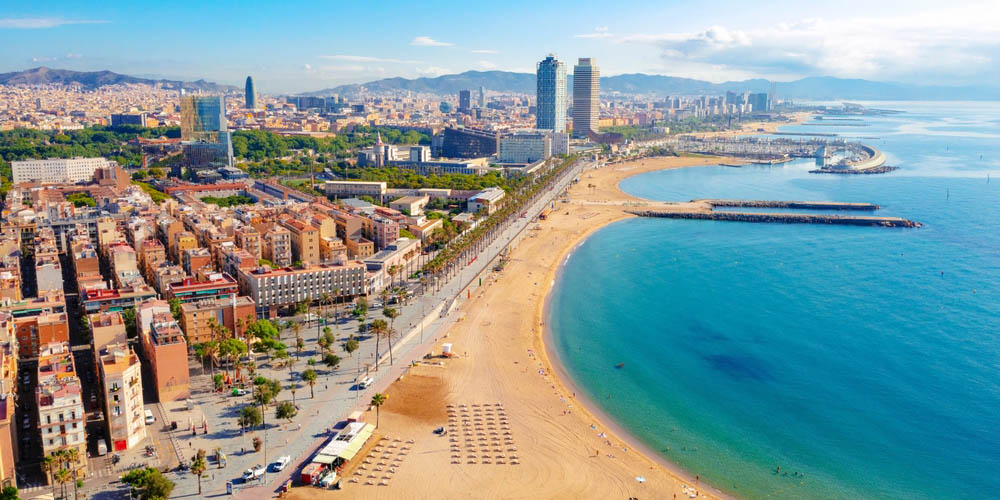 Aerial view of the Barcelona beach