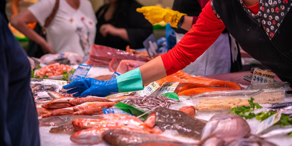 Fresh seafood at a fish market