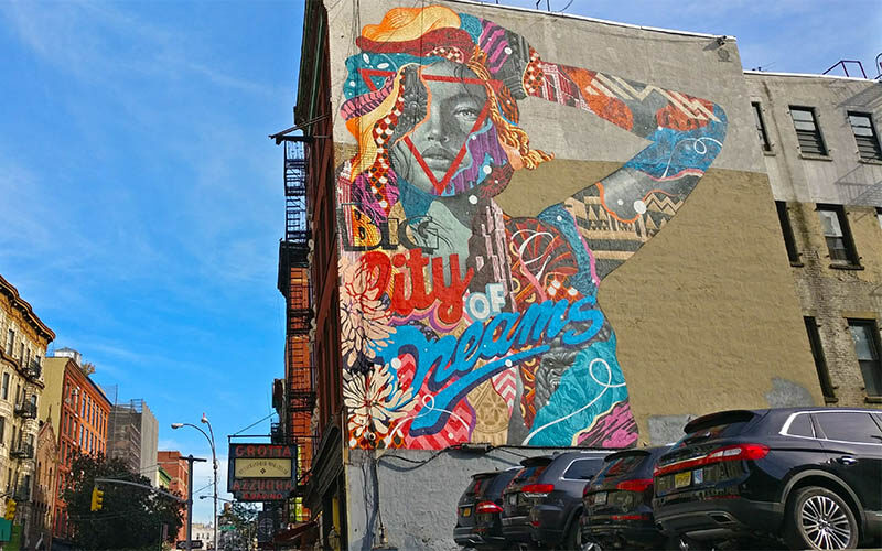 Colourful street art mural in New York