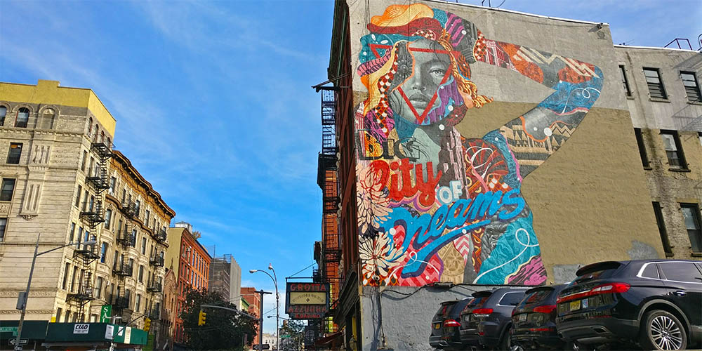 Colourful street art mural in New York
