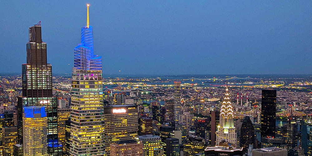 View over Manhattan from the Empire State Building at sunset