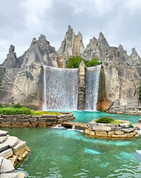 Cascading waterfall at Canada's Wonderland theme park