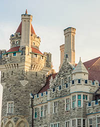 The Casa Loma castle in the golden sun