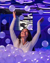 Student having fun at the interactive IKONO Berlin in Germany
