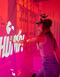 Girl at the Immersive Gamebox in Berlin, Germany