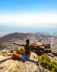 Enjoy spectacular views from the top of Table Mountain in Cape Town, South Africa