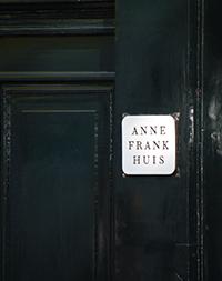 Close up of sign on Anne Frank House