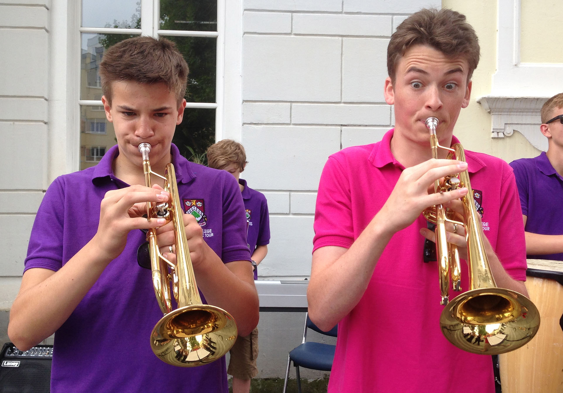 Students playing trumpets