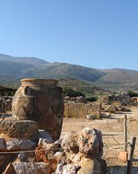 Close-up view of some artefacts at the Minoan Palace, Malia