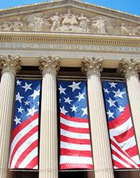 The pillars of the National Archives, Washington, D.C.