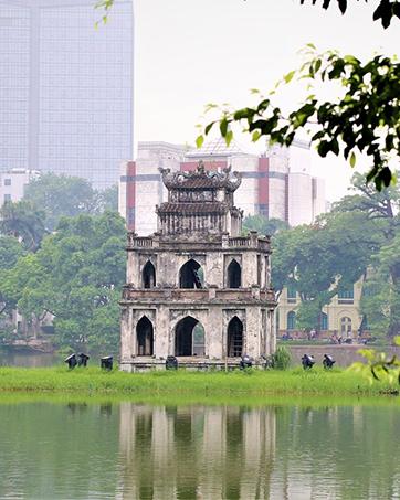 Hoan Kiem Lake and Ngoc Son temple in Hanoi