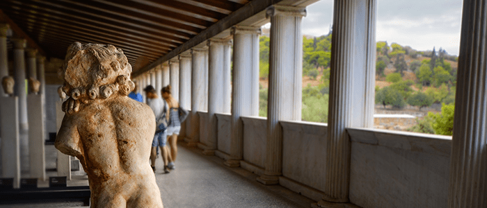 Students in museum, Greece