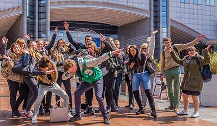 Students posing for photo Brussels Students posing for photo Brussels