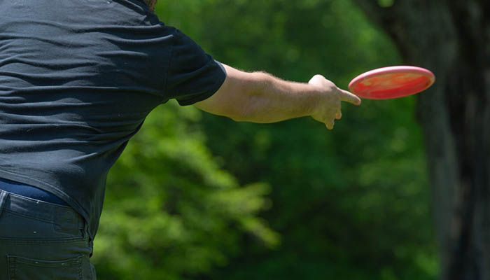Frisbee golf, selective focus fun activity background image