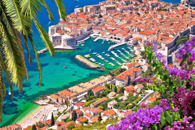 Turquoise blue sea in Dubrovnik harbour in Croatia