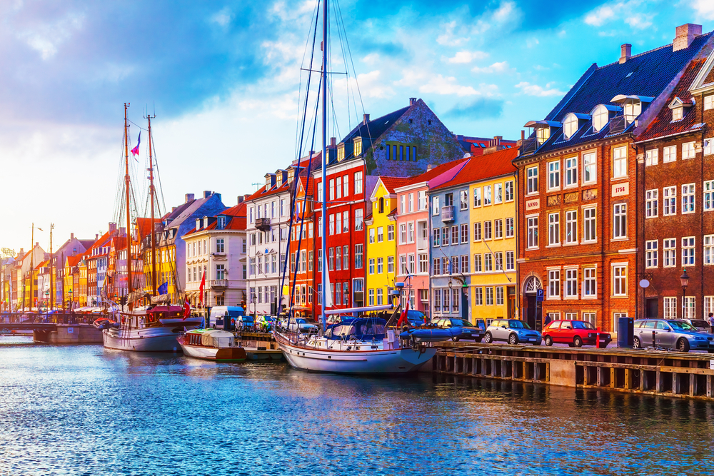 The colourful houses of Nyphavn in Copenhagen, Denmark
