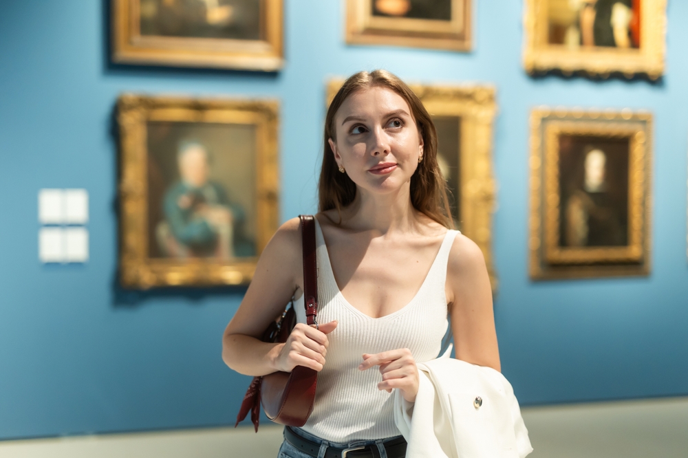 Female student at a museum