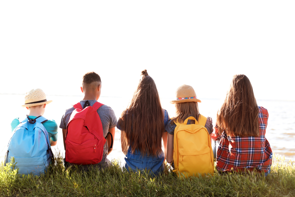 Group of students with backpacks on