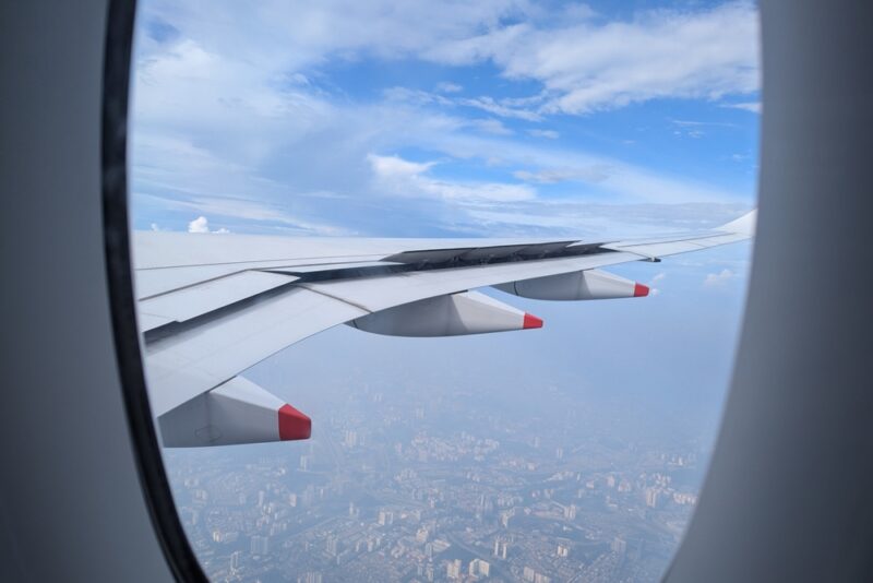 Aerial view from a plane window