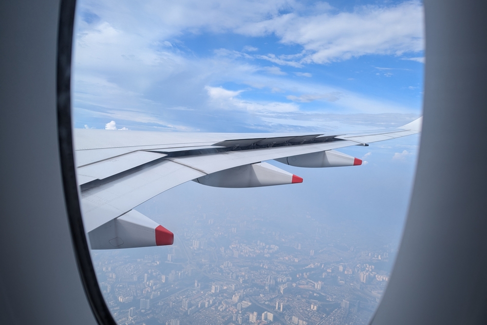 Aerial view from a plane window