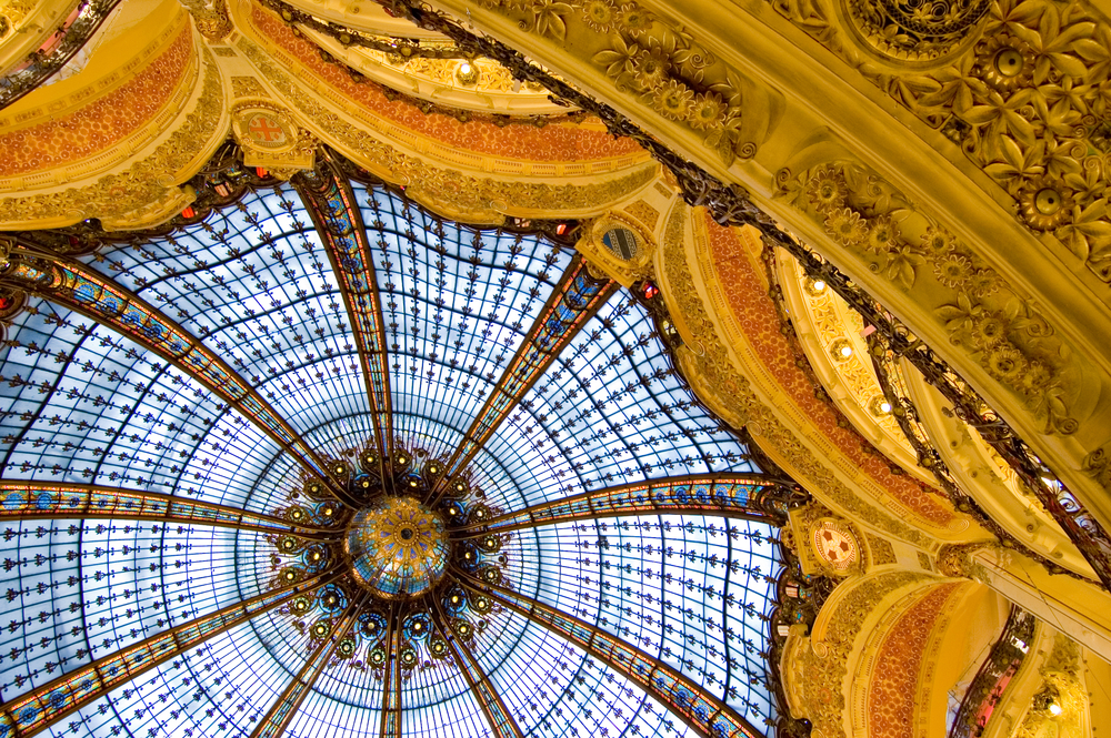 Art Nouveau glass dome at the Galeries Lafayette in Paris