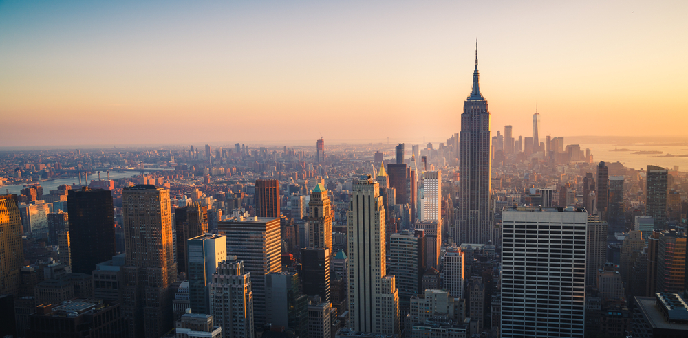 New York skyline at sunset