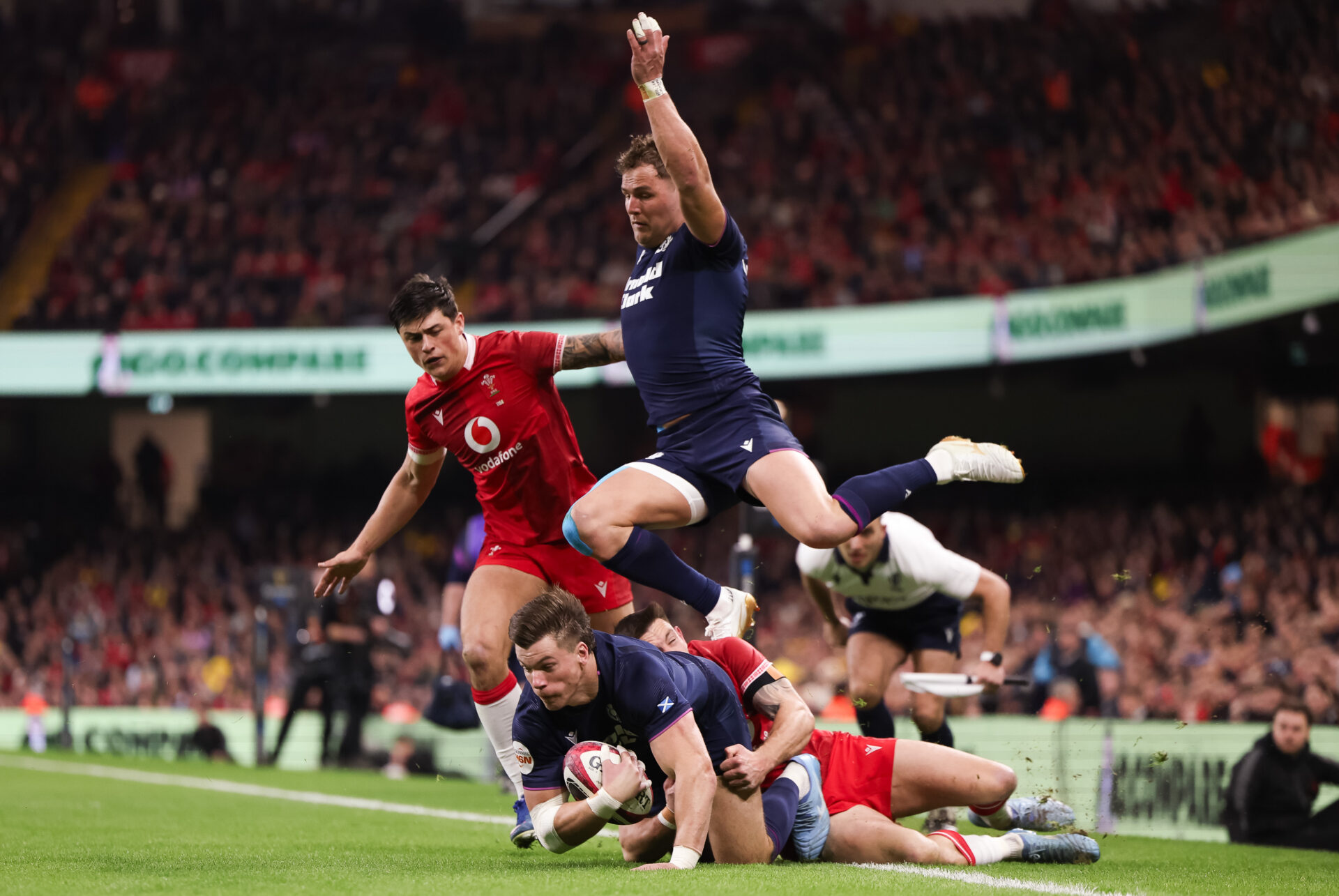 Wales v Scotland, 2026 Guinness Six Nations - rugby players on the pitch