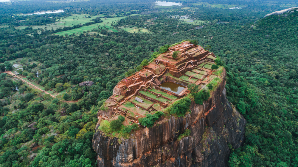 Aerial view of Sigiriya Lion Rock Fortress in Sri Lanka