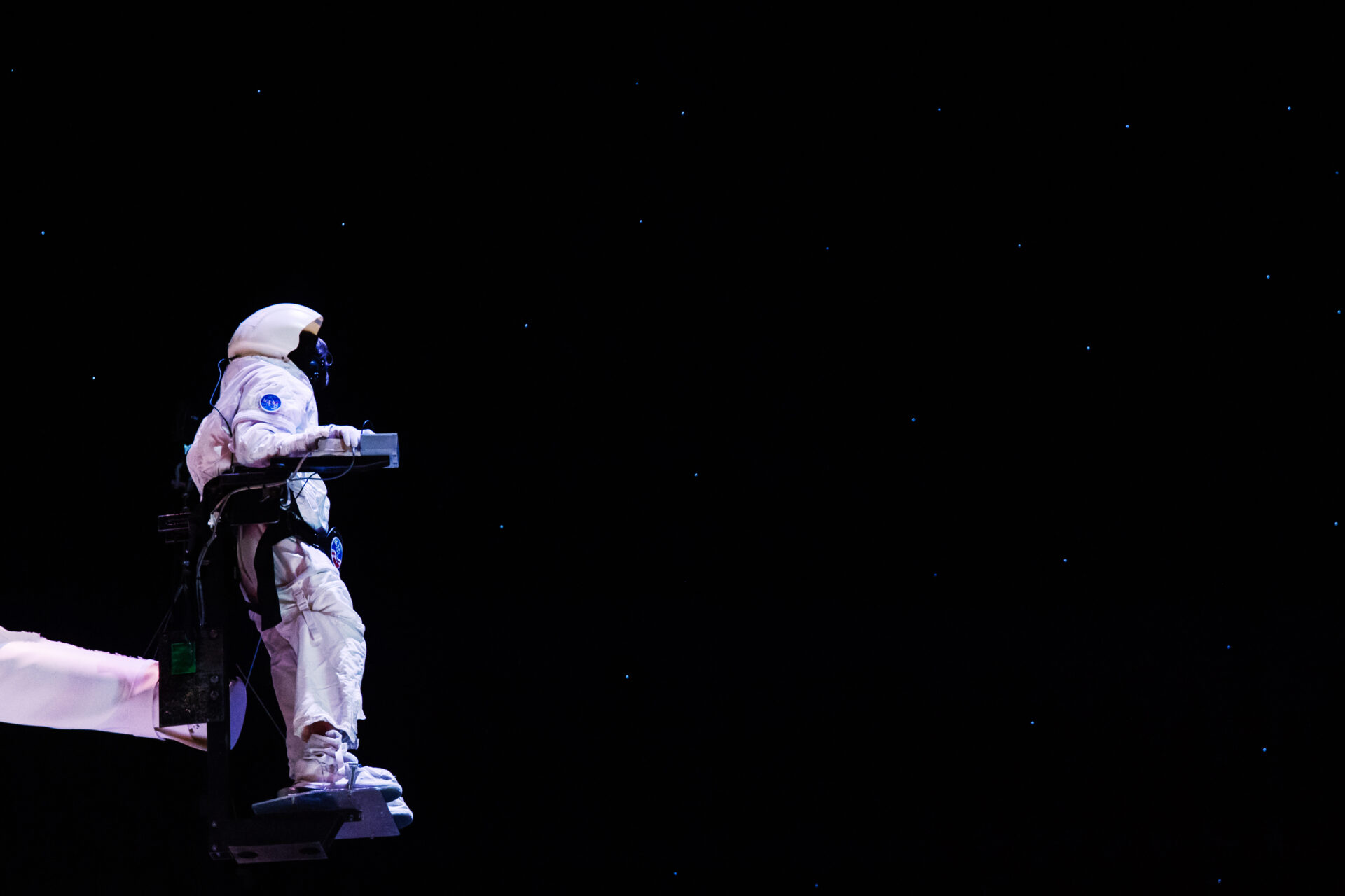 Person in a space suit at Alabama Space Camp