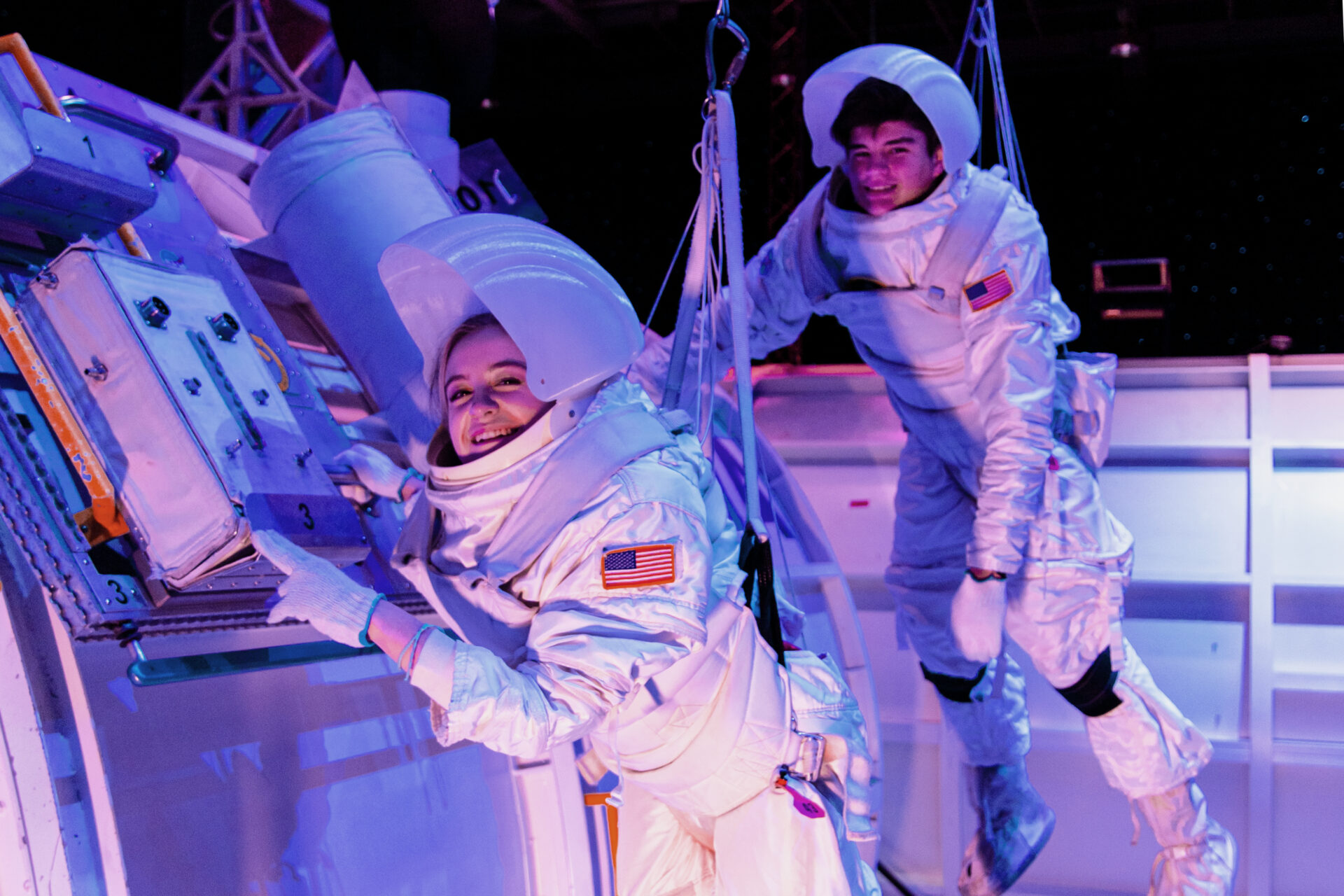 Students in space suits at Alabama Space Camp