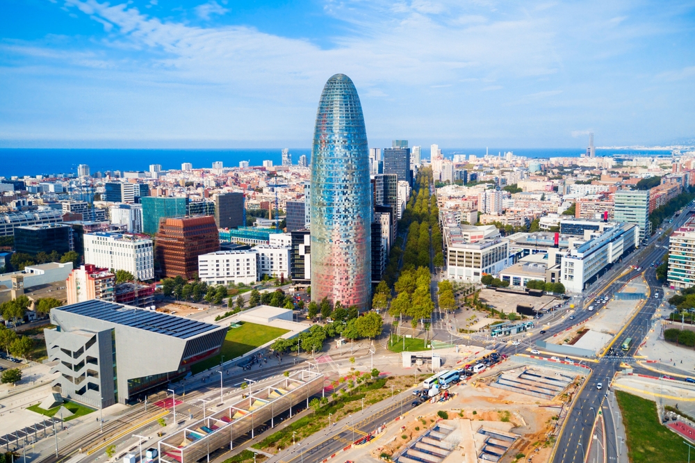Aerial view of Barcelona and Torre Glories