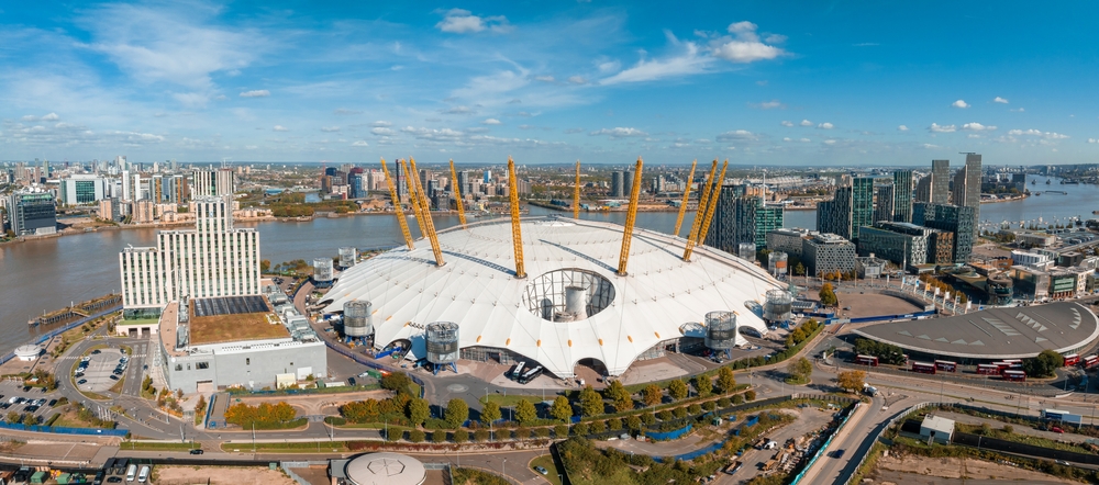 Aerial view of the O2 Arena in London